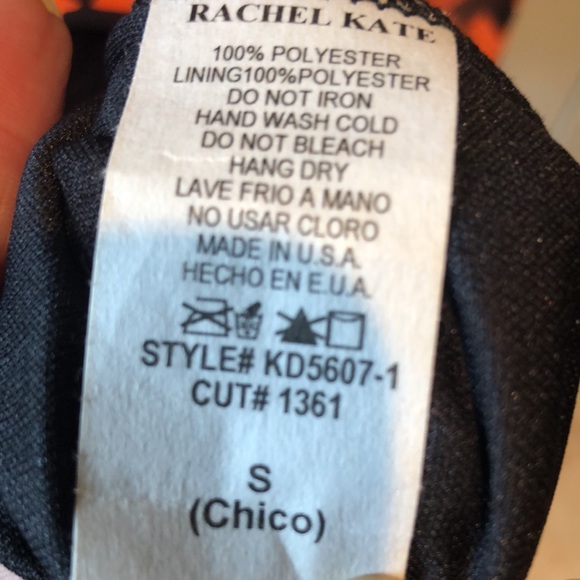 Rachel Kate junior’s geometric pattern flowy dress in orange and black size S - Picture 7 of 7